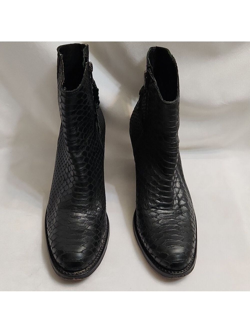 Penelope Chilvers Kalahari Snakeskin Heeled Black Leather Ankle Boots (W Siz 38) - Picture 4 of 14